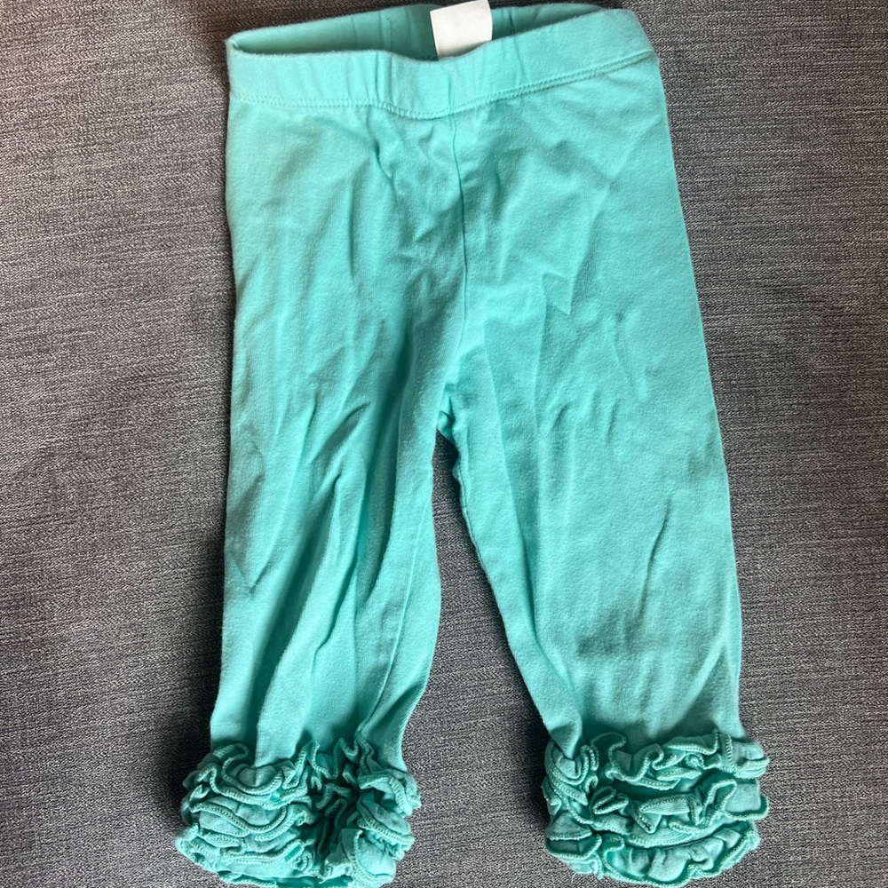 Aqua Ruffle Hem Leggings